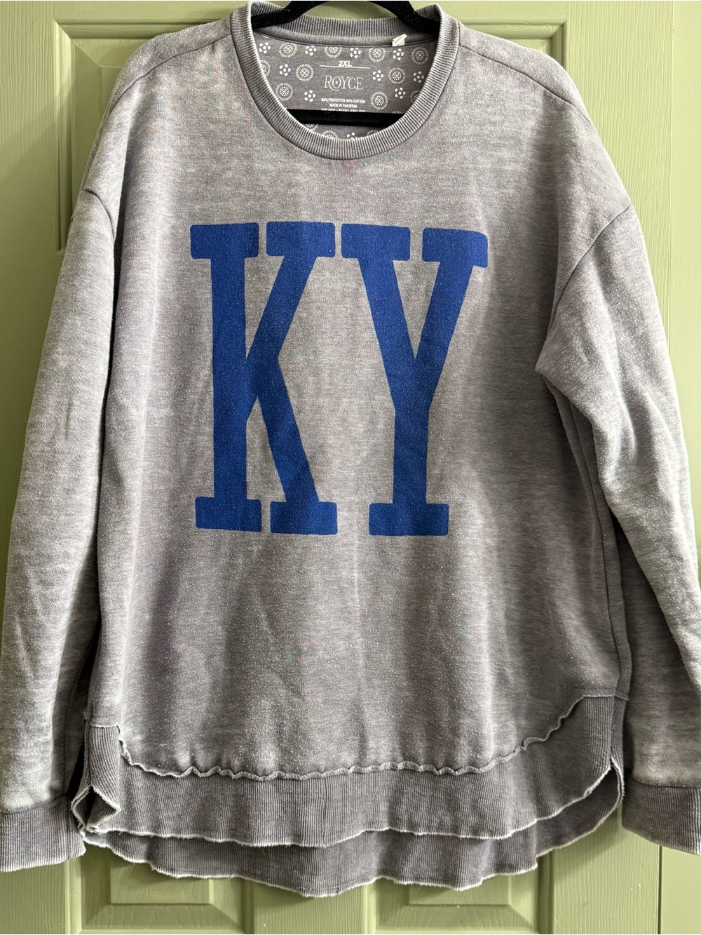 Men's Gray Crewneck Sweater with Blue KY Graphic